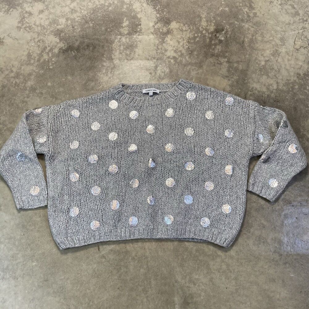 Elizabeth and James Sweater Womens Small Gray Polka Dot Wool Alpaca Blend Jumper